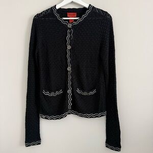 Missoni for Target Button Front Crochet Cardigan Black White Scallop Small